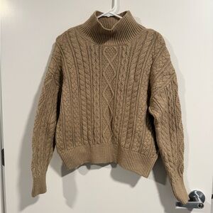 Banana Republic Cable Knit Turtleneck Cropped Sweater